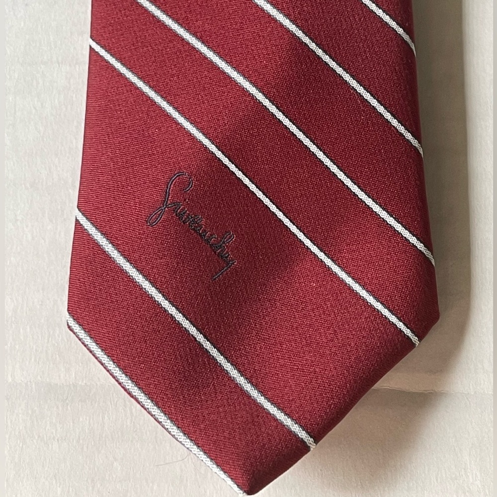 Vintage Givenchy Monsieur Burgundy Tie with White Stripes.